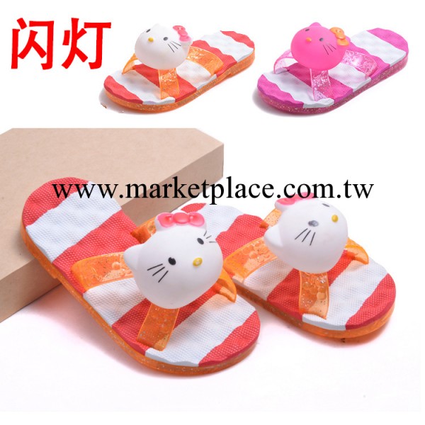 2014兒童閃燈鞋新款可愛凱蒂貓hellokitty叫叫拖鞋拼色底童鞋工廠,批發,進口,代購