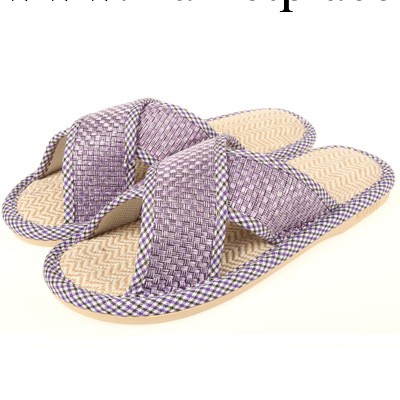 女款簡約亞麻交叉帶傢居拖鞋--紫色（37-38碼）批發・進口・工廠・代買・代購