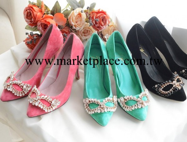 2014春季新款女士高跟真皮鞋 鑲鉆尖頭細跟歐美時尚單鞋女 批發工廠,批發,進口,代購