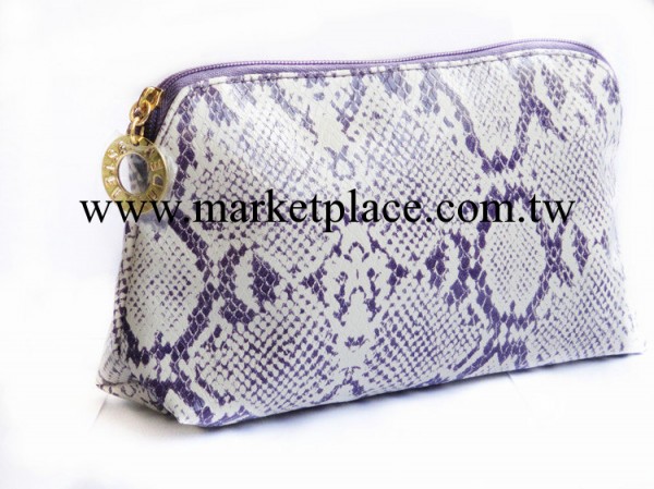 淡雅紫色 白色蛇紋 經典款化妝包 外單出口批發・進口・工廠・代買・代購