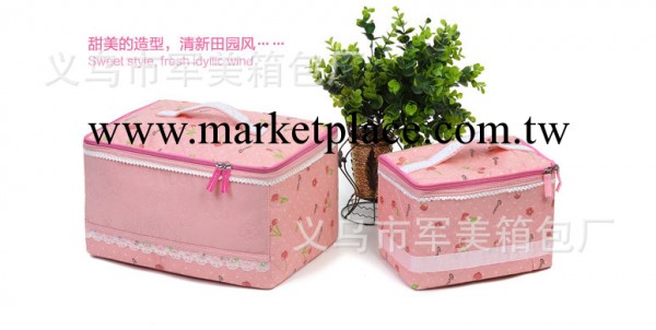 櫻桃化妝包 粉色櫻桃覆膜 化妝品收納箱蕾絲提手大號化妝包工廠,批發,進口,代購
