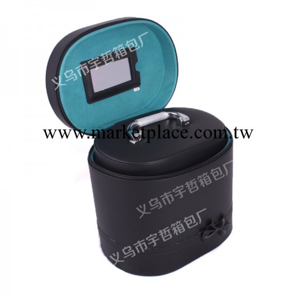 廠傢直銷現貨pu皮蝴蝶結兩件套裝立體化妝品包橢圓柱化妝箱批發工廠,批發,進口,代購