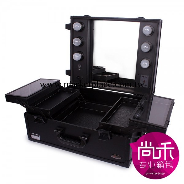 廠商直供  正品sunrise仿皮 帶燈 鏡子 移動跟妝化妝箱495T-B工廠,批發,進口,代購