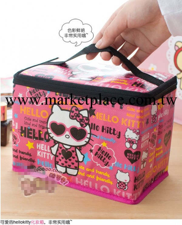 hello kitty 可手拎手拿包收納箱 可愛KT首飾盒 可折疊KT化妝包工廠,批發,進口,代購