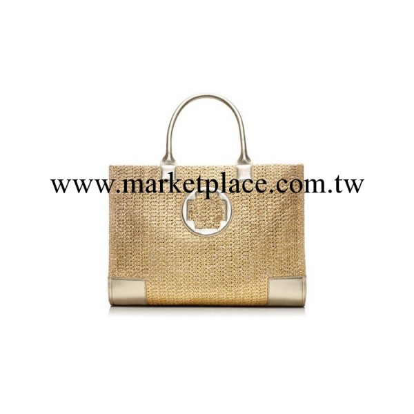TB原單ella METALLIC STRAW草編沙灘包 外貿原單金屬感女士手提包工廠,批發,進口,代購