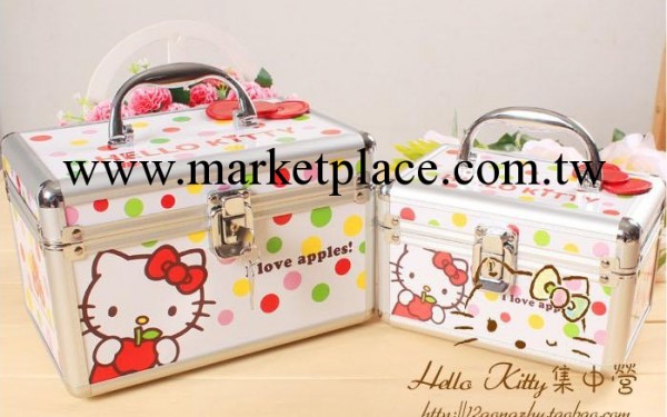 原單hellokitty凱蒂貓兩件套鋁合金化妝箱首飾盒化妝品收納盒工廠,批發,進口,代購