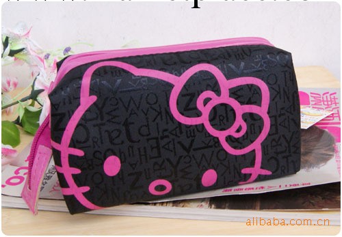 Hello Kitty紅色貓頭黑色化妝包 零錢包 多用包工廠,批發,進口,代購