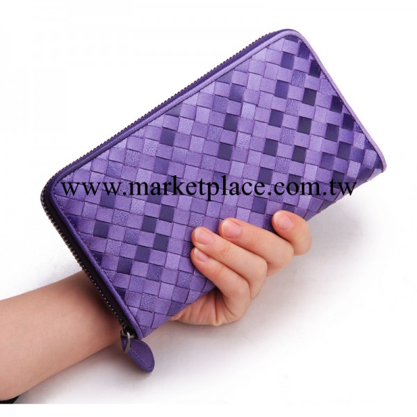 寶嘉仙蒂時尚女士錢包雙色頭層羊皮手工編織女款手拿包 現貨發售工廠,批發,進口,代購