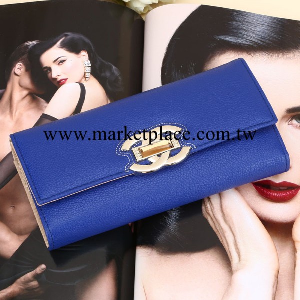 2014新款韓版女士中長款錢包鑲鉆錢包簡約OL錢夾手拿包一件代發工廠,批發,進口,代購