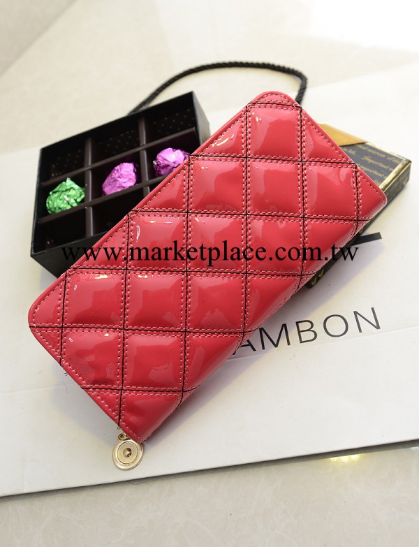 2014小香風菱格長款女錢夾 時尚韓版女手拿包 時尚漆皮單拉女錢包工廠,批發,進口,代購