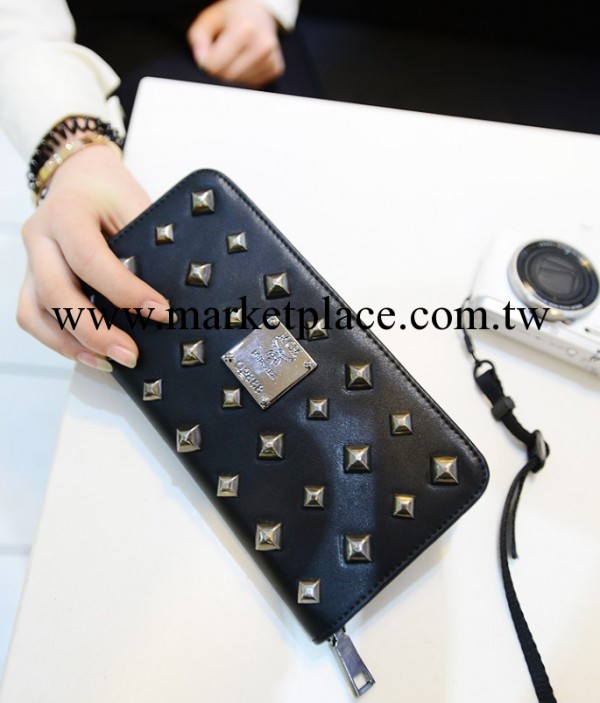 2013新款歐美朋克鉚釘女士錢包女式長款拉鏈時尚男士錢包手拿包潮工廠,批發,進口,代購
