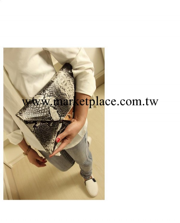 2014韓版春夏天新款潮蛇紋質感手拿信封包手抓包復古小包單肩包工廠,批發,進口,代購
