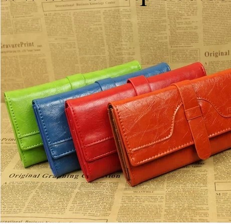 2014春夏新款錢包女士長款3折手拿包卡套復古風油蠟紋女式包6016工廠,批發,進口,代購