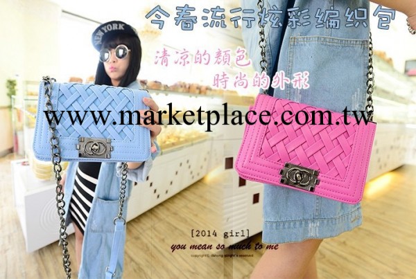 新款韓版女包潮流PU包編織手拿包定型時尚休閒鏈條單肩斜跨包批發工廠,批發,進口,代購