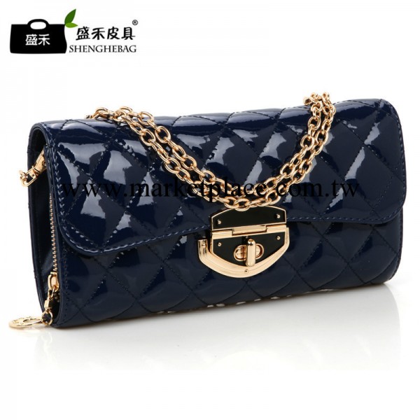 【一件代發】菱格鏈條小香風女士晚宴手拿包手提斜跨單肩漆皮女包工廠,批發,進口,代購