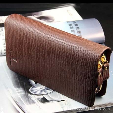 2014外貿休閒格紋雙拉鏈夾包 男士商務時尚休閒品牌手拿包工廠,批發,進口,代購