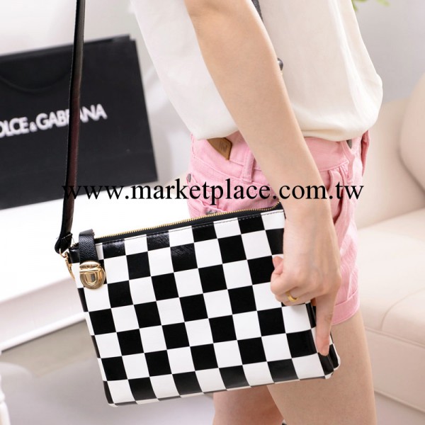 2014黑白格子手拿女包 單肩斜跨包工廠,批發,進口,代購