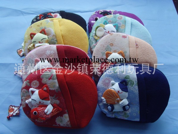 廠傢直銷日本和風招財貓/八寶貓真絲半圓大化妝包/女包工廠,批發,進口,代購