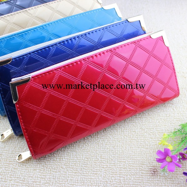 現貨批發新款亮皮女士錢包 女款菱形鐵角手拿包 夏季熱賣爆款錢夾工廠,批發,進口,代購
