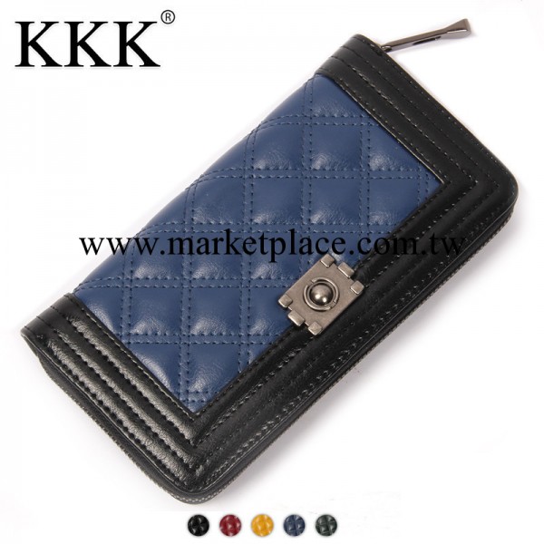 歐美2014菱格手拿包女士錢夾長款真皮錢包拉鏈女手包速賣通代發工廠,批發,進口,代購