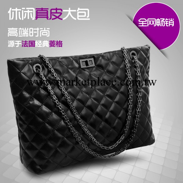 新款時尚休閒菱格包包 經典牛皮暢銷款 單肩斜挎包真皮女包工廠,批發,進口,代購