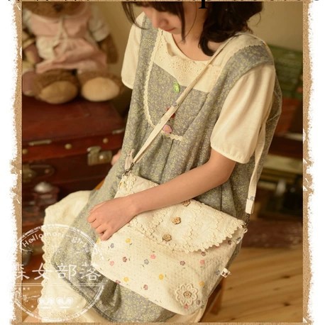 2014春夏新款森女系女包蕾絲木扣花朵甜美兩用包女工廠,批發,進口,代購