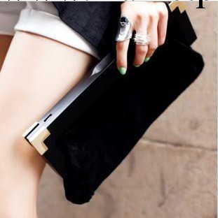 春季新款潮女包歐美大牌晚宴包木柄配磨砂皮長方形手拿包包XC026工廠,批發,進口,代購