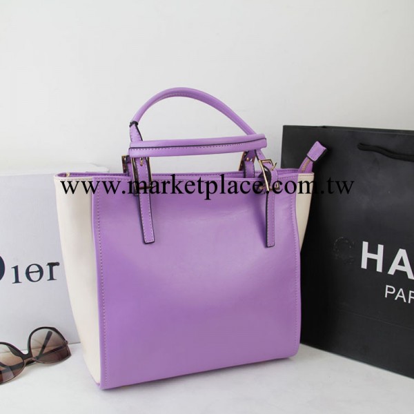 2014新款  時尚休閒百搭馬卡龍撞色拼接手提斜挎兩用真皮女包工廠,批發,進口,代購