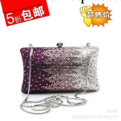 J56《彩月》特價包郵新款女手包手拿包彩色鑲鉆晚宴包水鉆晚裝包工廠,批發,進口,代購