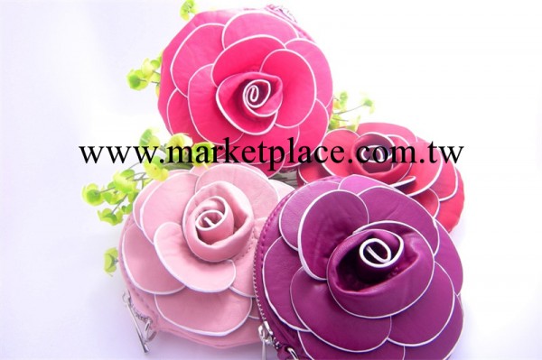 山茶花 玫瑰花 金屬拉鏈 13厘米 斜挎 手提兩用小包工廠,批發,進口,代購