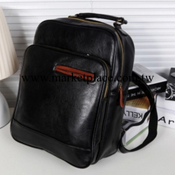 2014新款日韓復古亮面學院風雙肩包單肩兩用書包黑色多功能女SY工廠,批發,進口,代購