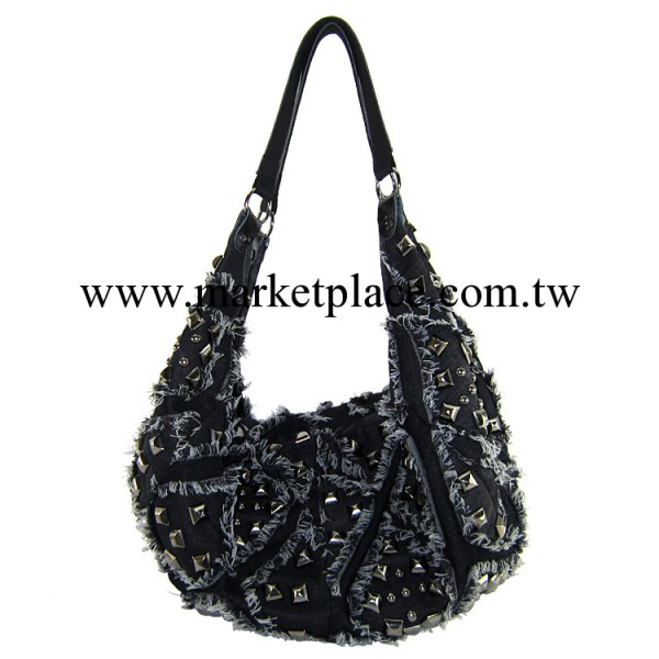 新款韓版潮 單肩鉚釘牛仔包 兩用時尚登山包包牛仔包批發工廠,批發,進口,代購