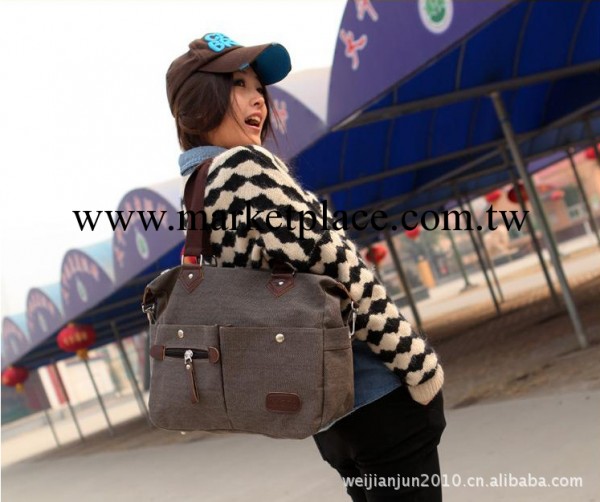 2012推出新款韓版雙兜兩用女包復古包帆佈包女包批發M-296#lx工廠,批發,進口,代購