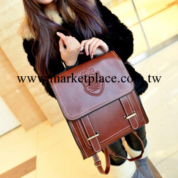 時尚女包 潮學院風復古雙肩包  粗線盾牌兩用包手提包一件代發工廠,批發,進口,代購