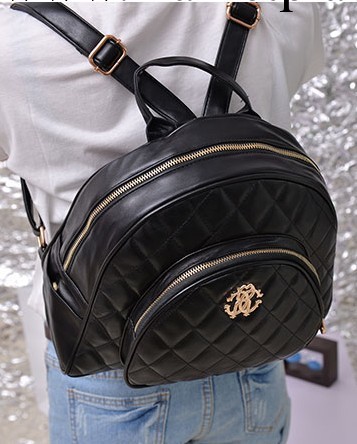 高端時尚休閒女包白溝PU包韓版百搭菱格紋大兜雙肩包男女兩用背包工廠,批發,進口,代購