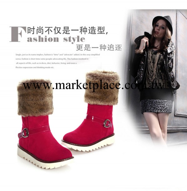 2013年新款時尚潮流女式兩穿雪靴 皮帶扣磨砂絨厚女式短靴批發・進口・工廠・代買・代購