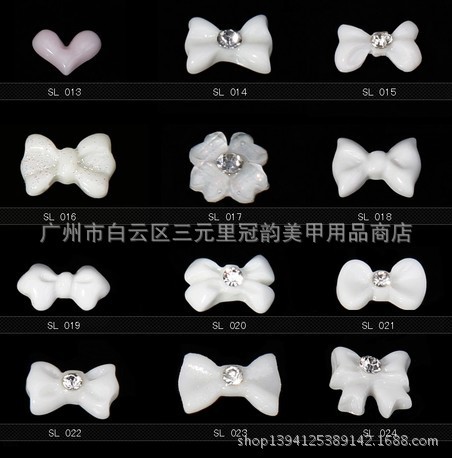 蝴蝶結美甲鉆 小領結 8mm美甲樹脂花 飾品配件 盒裝美甲鉆 合金美工廠,批發,進口,代購