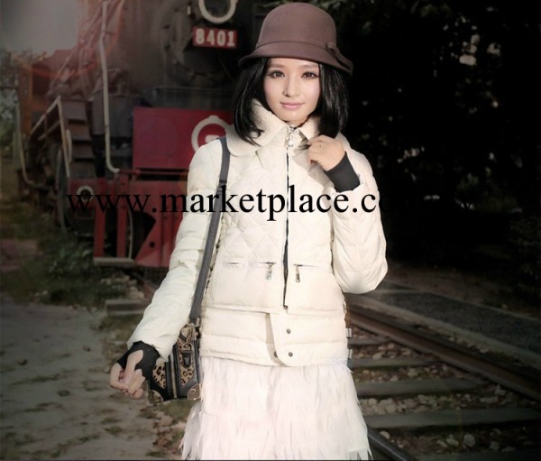 2013秋冬新款韓版修身女式機車百搭白鴨絨羽絨衣工廠,批發,進口,代購