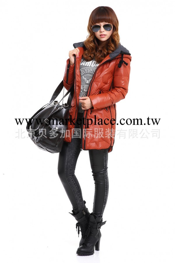 廠傢加工2013新款亮面格子外貿女裝女式羽絨衣/女款棉衣棉服訂做工廠,批發,進口,代購
