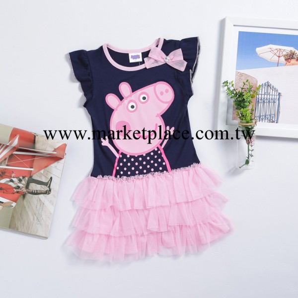 peppa pig佩佩豬 2014新款百褶泡泡女童短袖公主蛋糕連衣裙 D2668工廠,批發,進口,代購