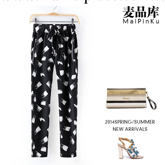 麥品庫J370春裝新款歐美印花拉鏈口袋女式休閒長褲工廠,批發,進口,代購