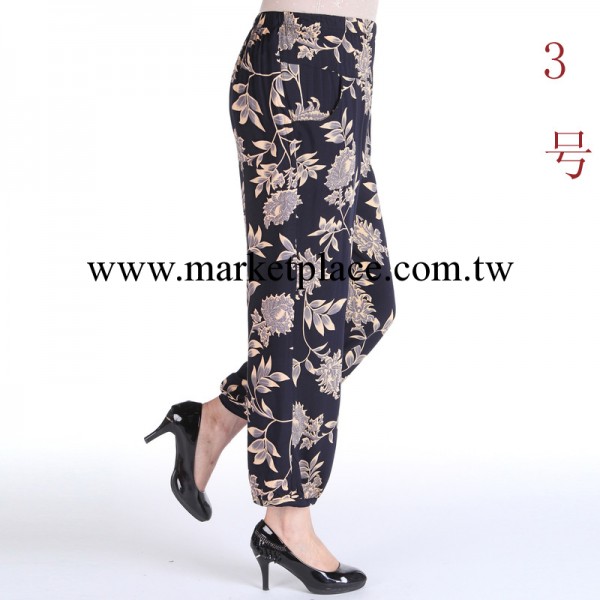 097#女褲春夏季中老年女裝百搭長褲直筒松緊腰花褲媽媽休閒褲子工廠,批發,進口,代購