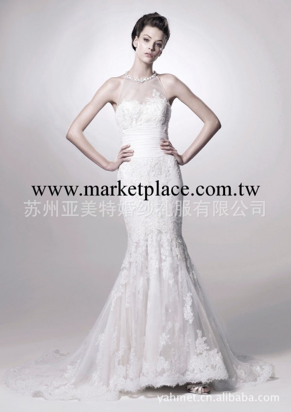 2012外貿精品婚紗  高檔蕾絲面料七片魚尾收身大拖尾婚紗工廠,批發,進口,代購