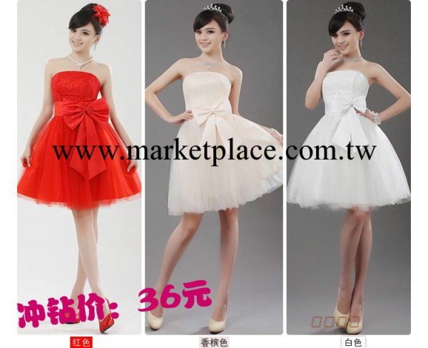 韓版婚紗小禮服裙 時尚新娘禮服晚裝短款伴娘禮服結婚敬酒服抹胸工廠,批發,進口,代購