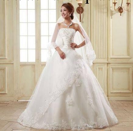 婚紗禮服新款2014甜美復古綁帶抹胸婚紗韓版公主拖尾新娘婚紗顯瘦工廠,批發,進口,代購