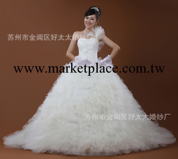 氣質單肩冬季婚紗新款 尊貴拖尾新娘婚紗 蘇州婚紗 高檔婚紗批發工廠,批發,進口,代購