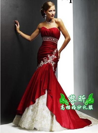 供應蘇州雨澤高檔魚尾婚紗hs0094|傳統中國紅婚紗|廠傢外貿批發工廠,批發,進口,代購