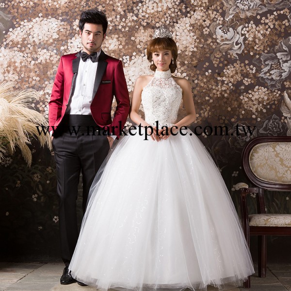 婚紗禮服最新款韓式甜美公主掛脖婚紗韓版鑲閃鉆春夏齊地婚紗H74工廠,批發,進口,代購