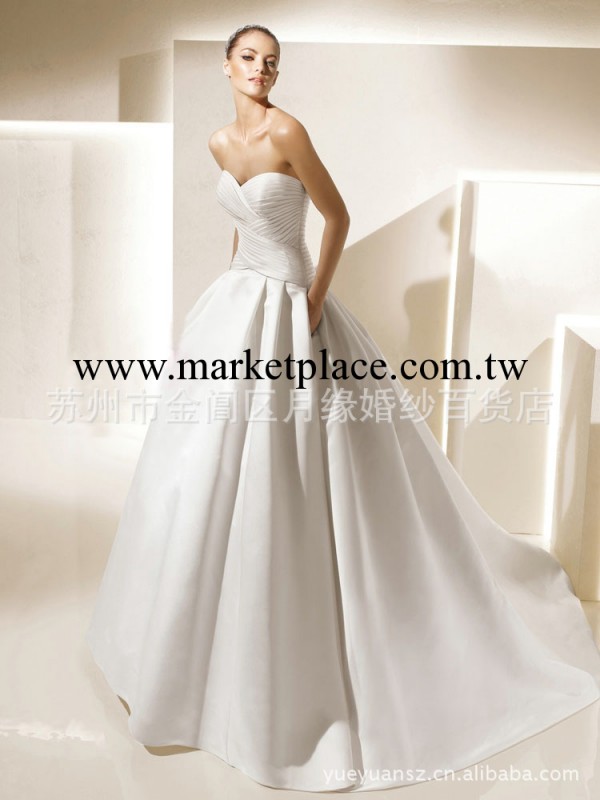 月緣新娘2013新款白色抹胸歐美韓版婚紗長款白色豪華明星婚紗特價批發・進口・工廠・代買・代購
