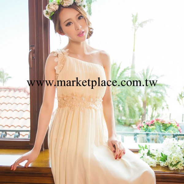 2014新款淑女氣質OL宴會伴娘結婚斜肩連衣裙女長裙禮服批發・進口・工廠・代買・代購